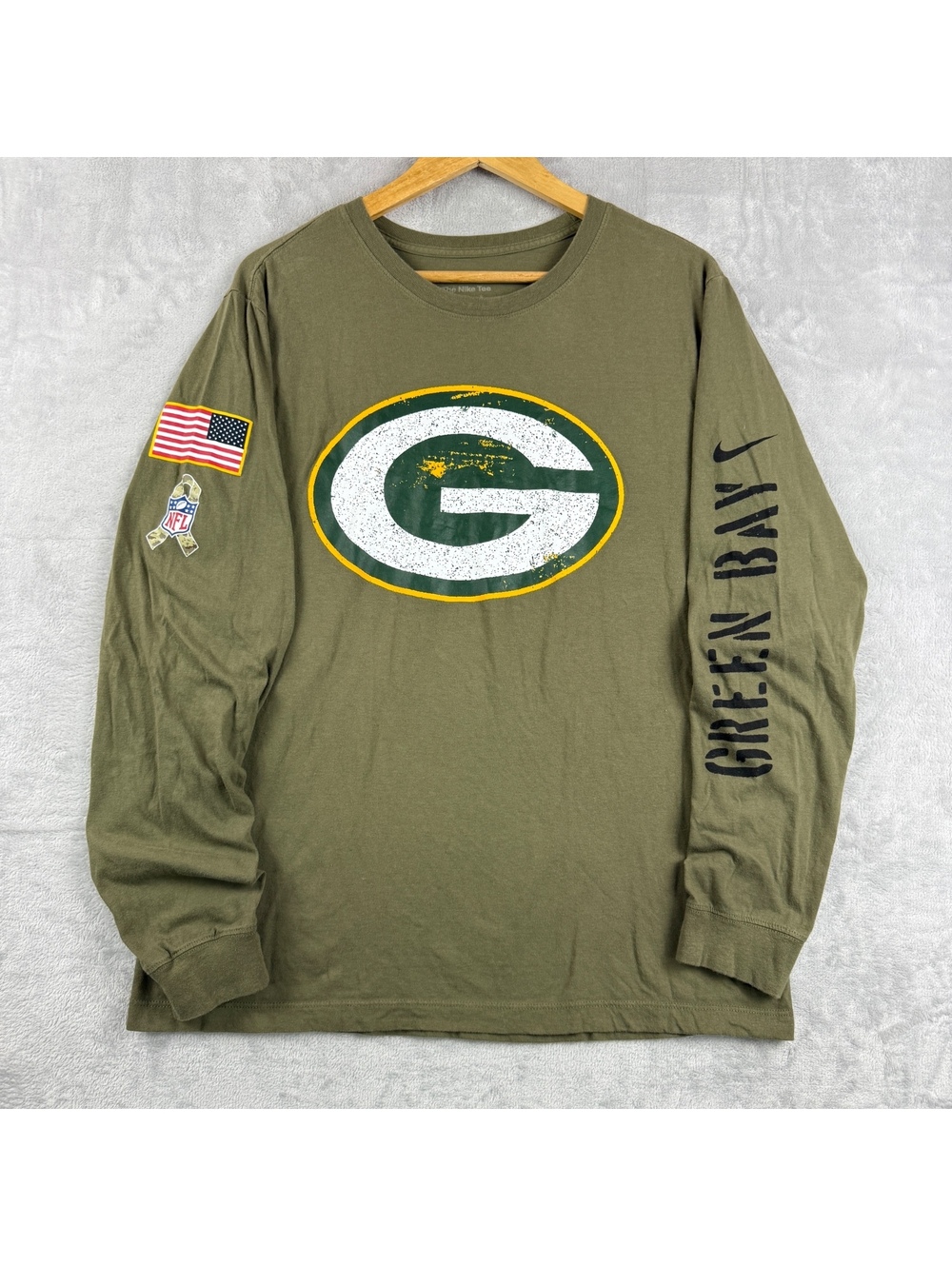 Nike Green Bay Packers NFL Men’s XL Salute To Service Long Sleeve Shirt On Field